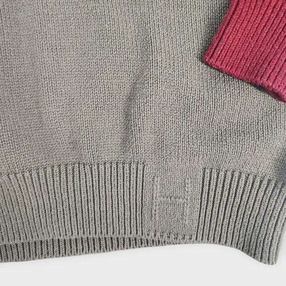 HillFlint Boston Collegiate Knitted Sweater Mens L Gray Red Crew Neck University - Picture 6 of 10